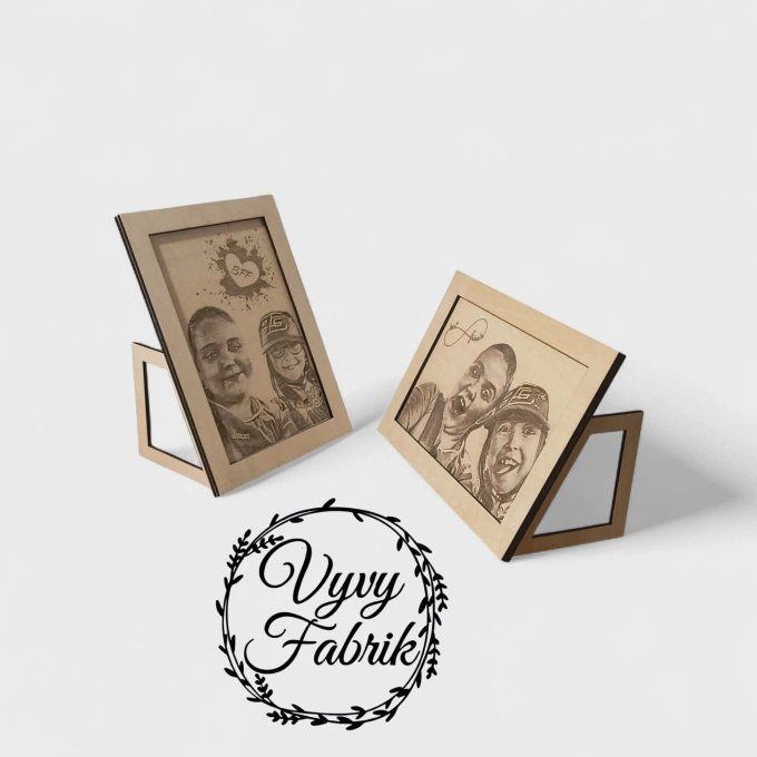 Cadres photo artisanaux personnalisés gravés au laser