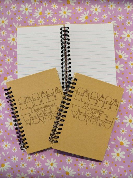 Carnets gravés au laser Merci maître et Merci maîtresse – idée cadeau de fin d’année scolaire