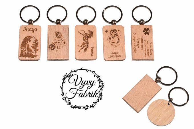 Porte-clé bois personnalisé gravé au laser – Cadeau artisanal à petit prix
