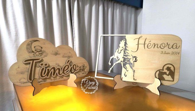 decoration chambre enfant bois personnalisee gravure laser