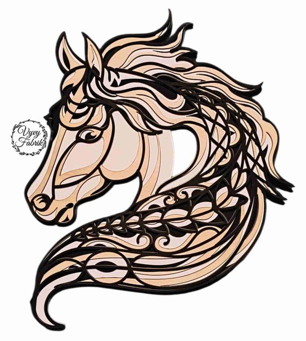 Décoration murale tête de cheval en bois de tilleul peinte à la main