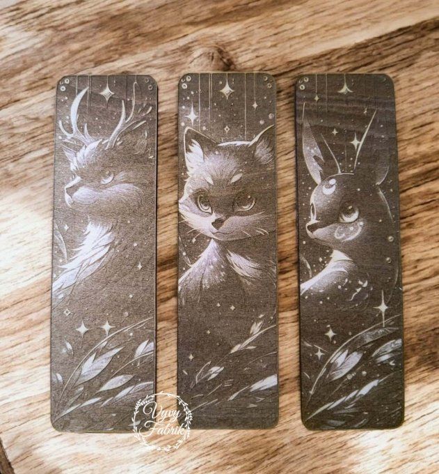 marque page bois illustration gravee laser