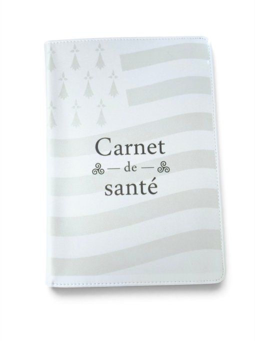 Protège-carnet de santé personnalisé thème Bretagne en simili cuir