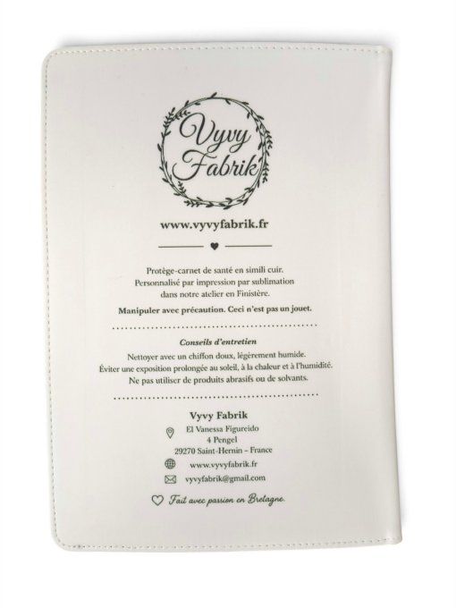 Dos du protège-carnet de santé personnalisé en simili cuir Vyvy Fabrik