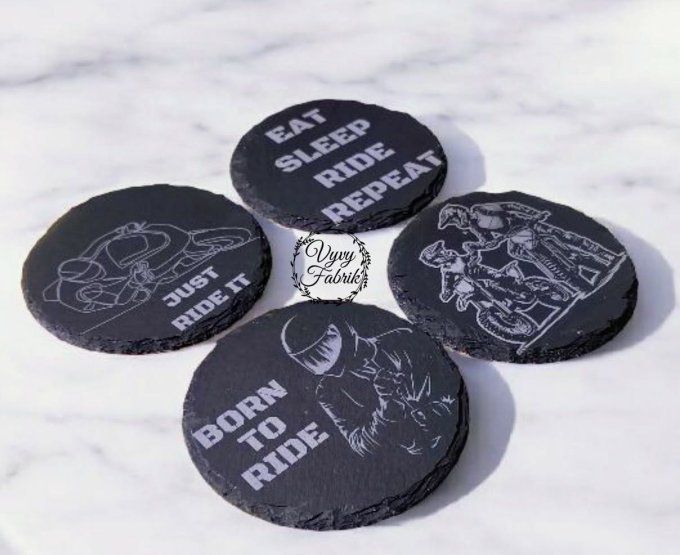 sous verres ardoise moto grave laser