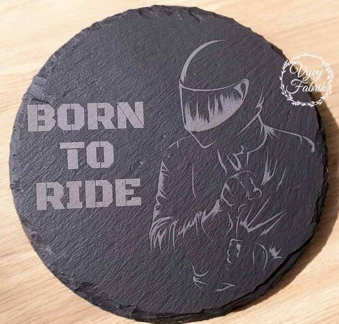 sous verres ardoise moto motard grave laser