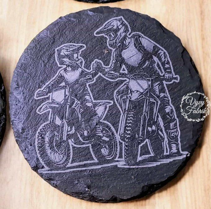 sous verres ardoise motocross grave laser
