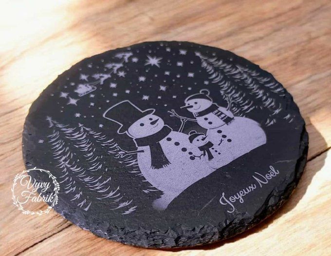 sous verres ardoise personnalises noel graves au laser