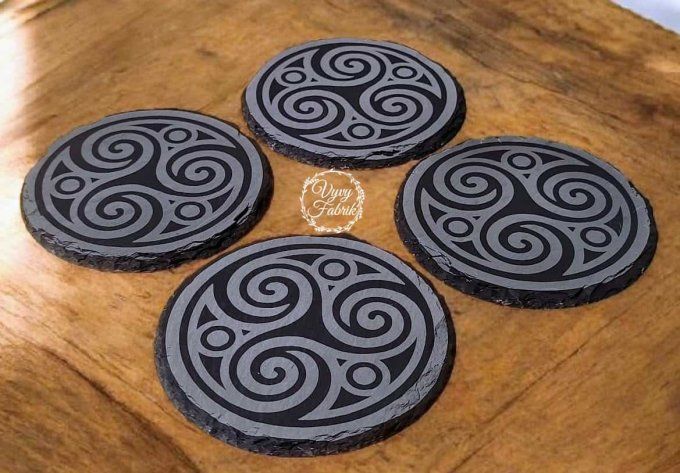 sous verres ardoise triskel grave laser